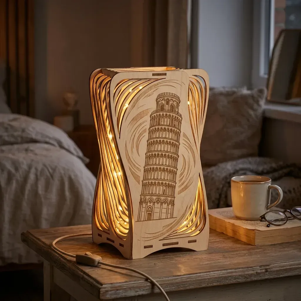 Wooden Night Light Leaning Tower of Pisa Home Decor