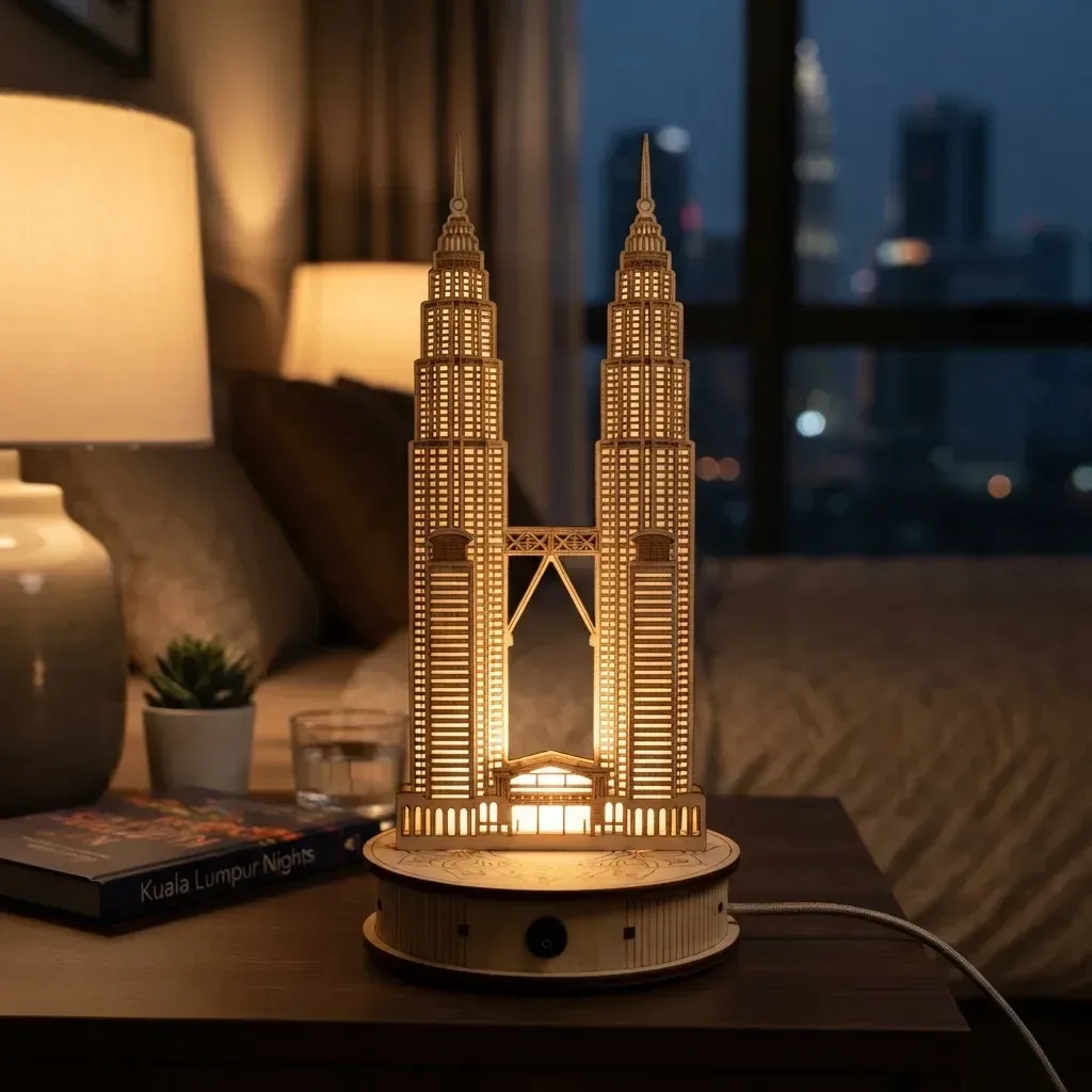 Wooden Night Light Petronas Twin Towers Home Decor