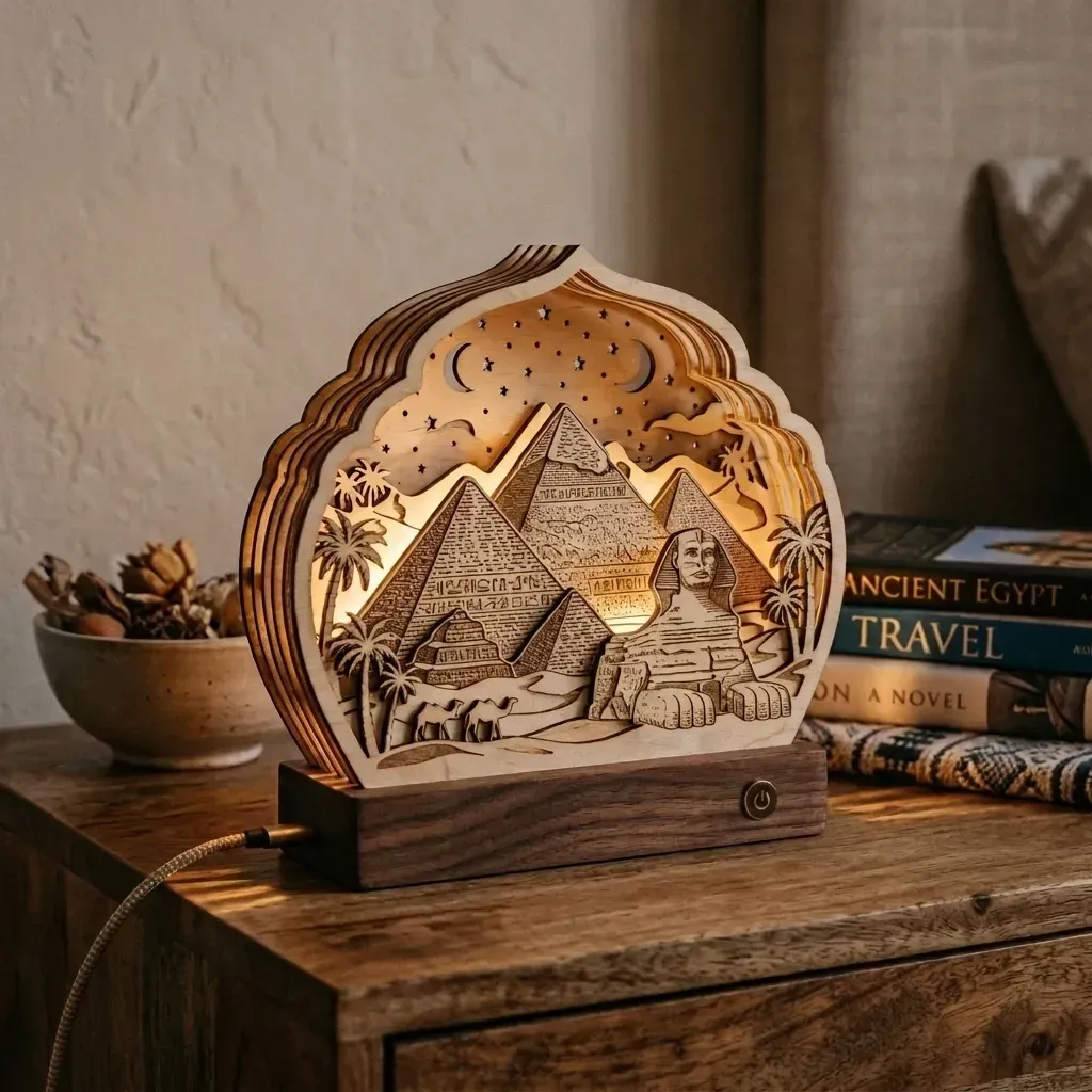 Wooden Night Light Pyramids of Giza Home Decor