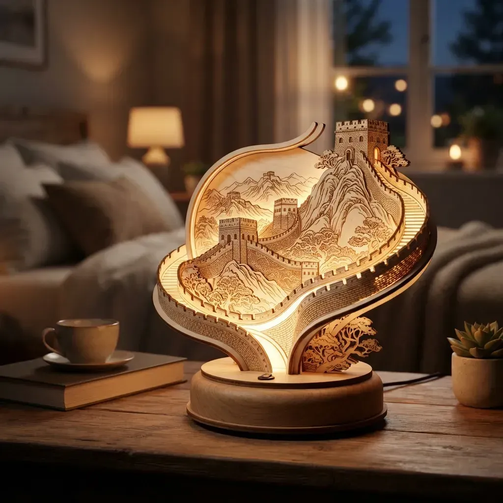 Wooden Night Light Great Wall of China Home Decor