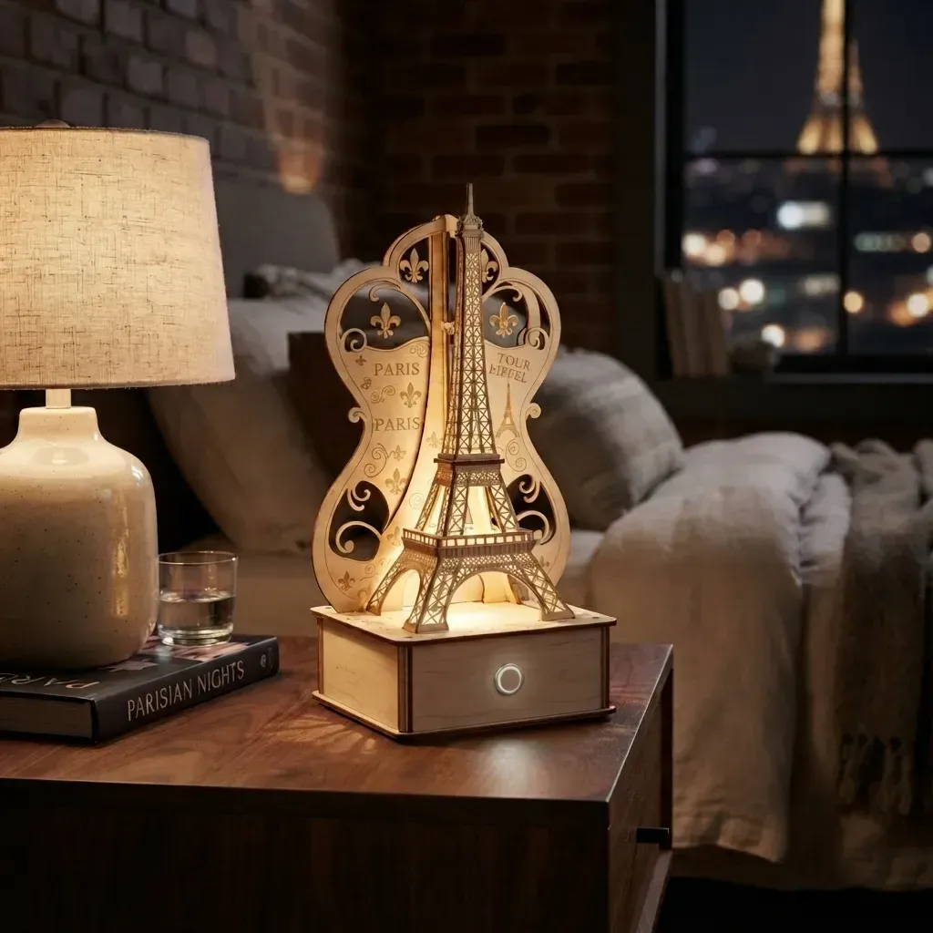 Wooden Night Light Eiffel Tower Home Decor