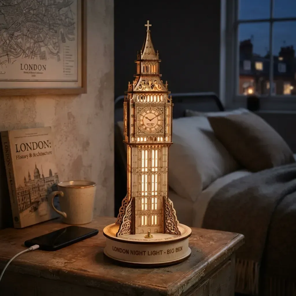 Wooden Night Light Big Ben Home Decor