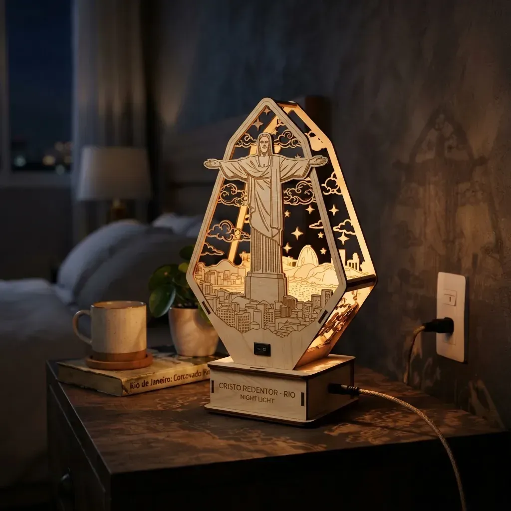 Wooden Night Light Christ the Redeemer Home Decor