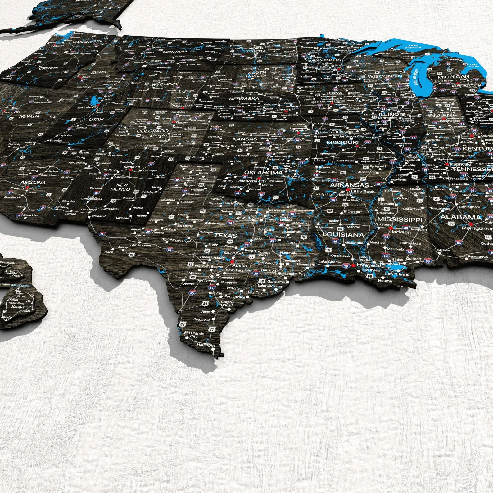 United States Wooden Wall Map Travel Decor For Home Office