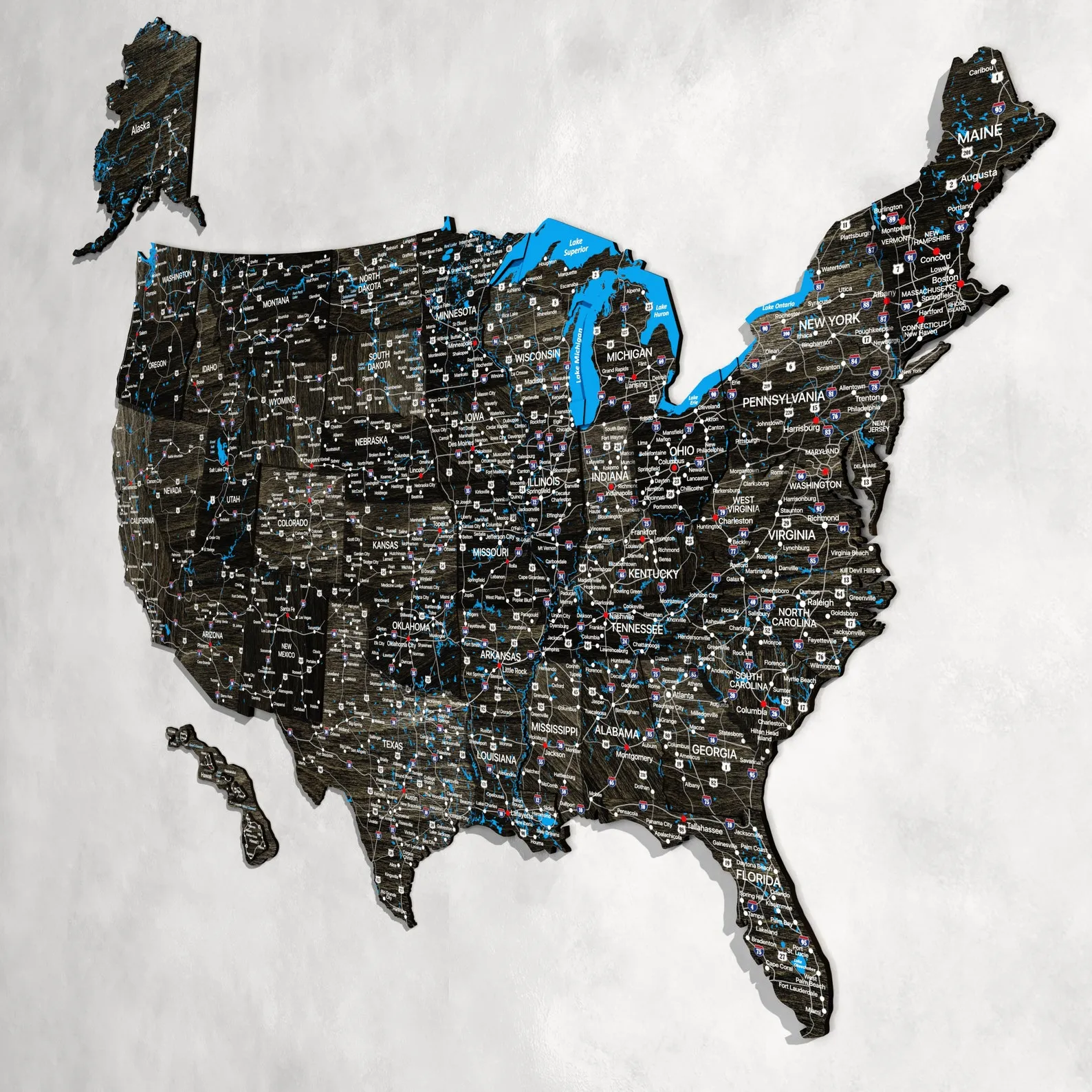 United States Wooden Wall Map Travel Decor For Home Office - Image 3