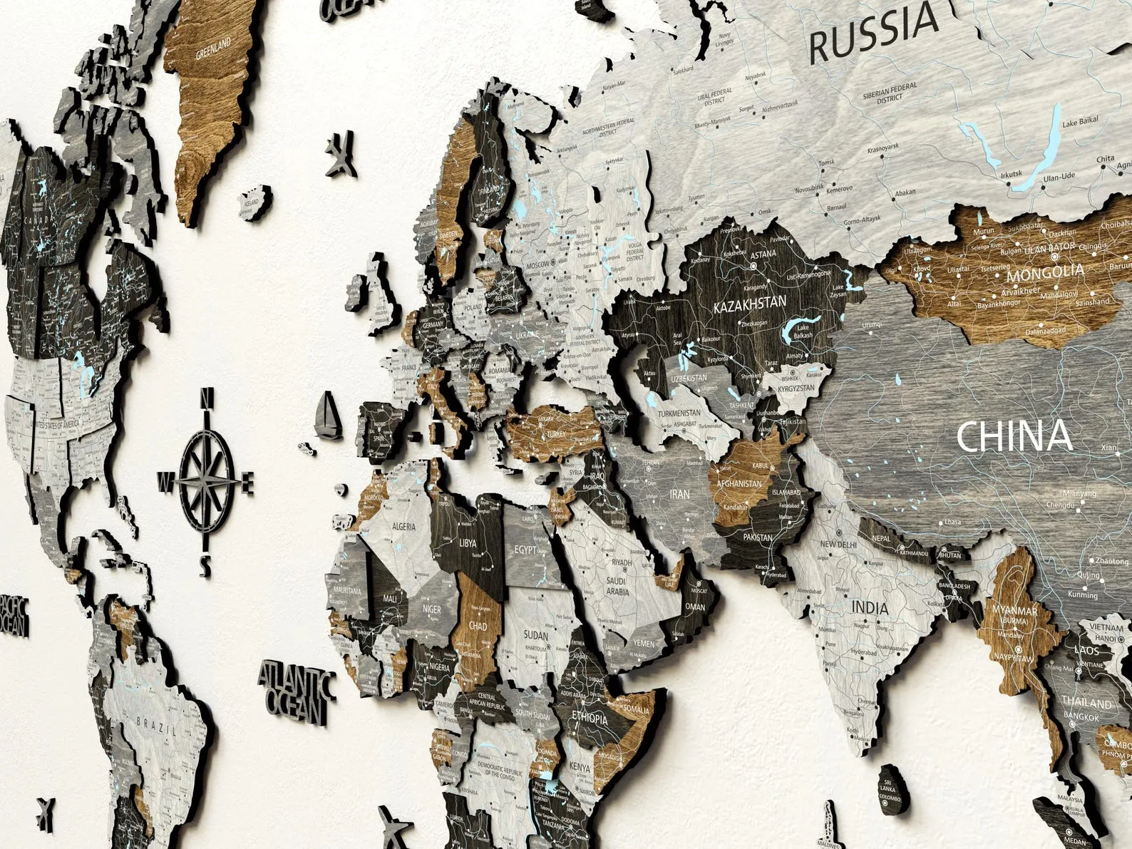 Engraved Wooden World Map Wall Art For Couples And Housewarming