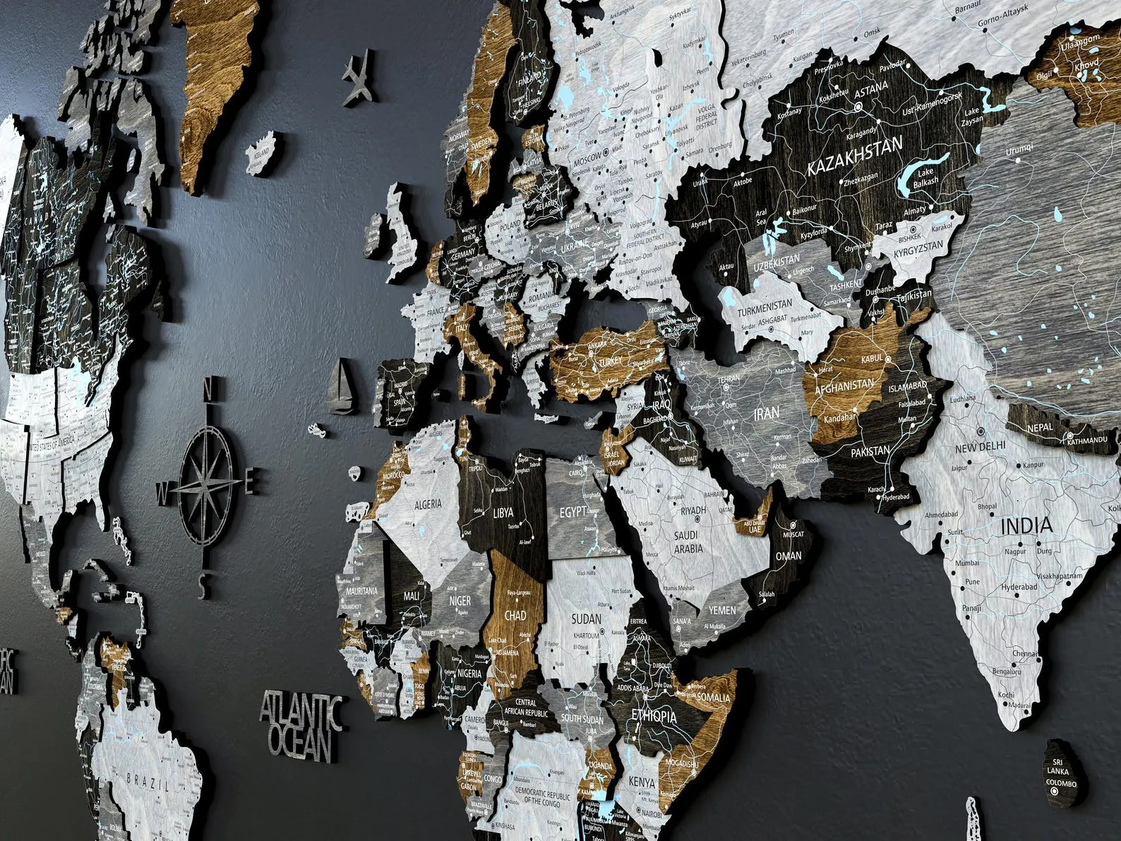 Engraved Wooden World Map Wall Art For Couples And Housewarming - Image 2