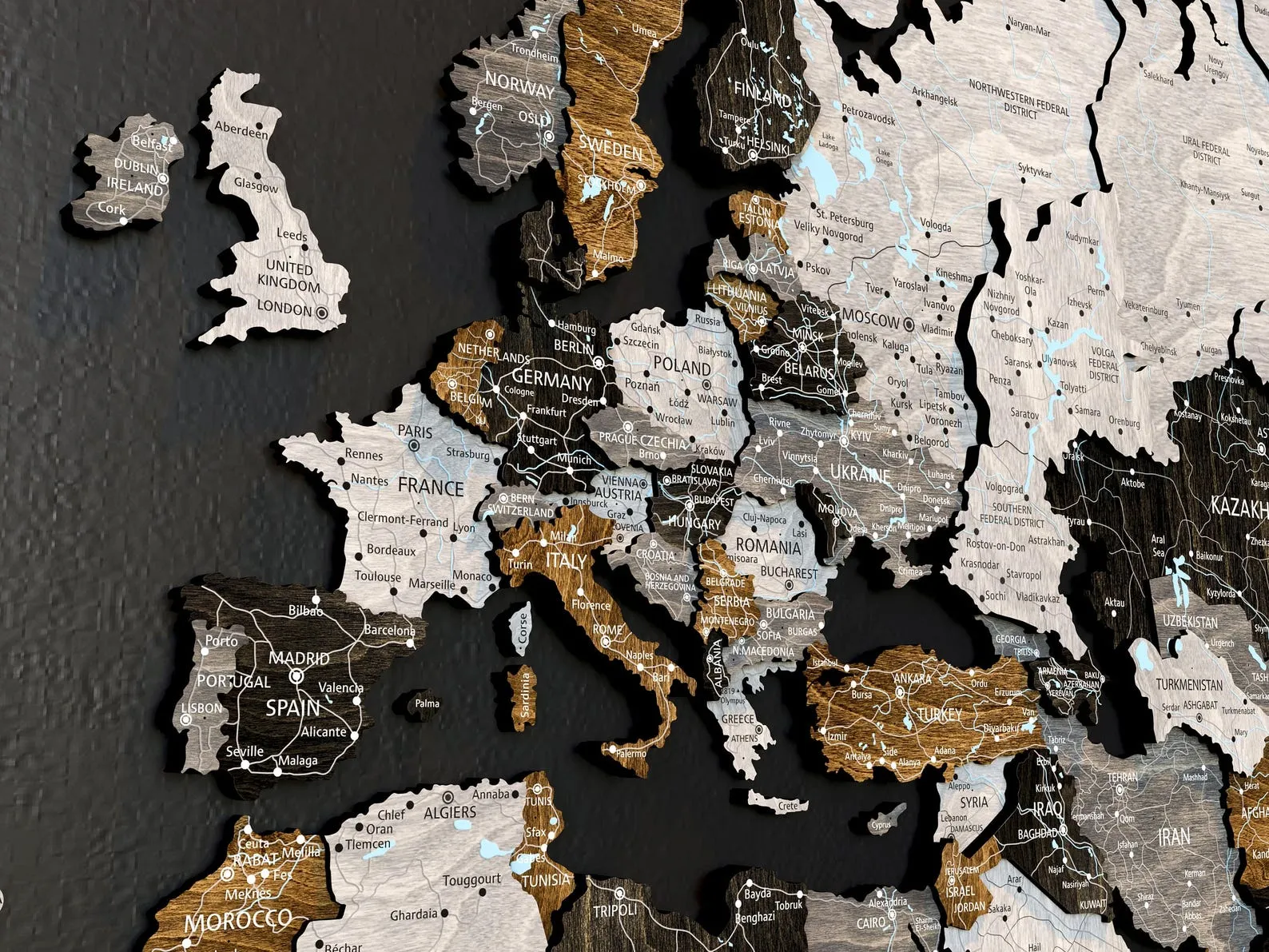 Engraved Wooden World Map Wall Art For Couples And Housewarming - Image 3