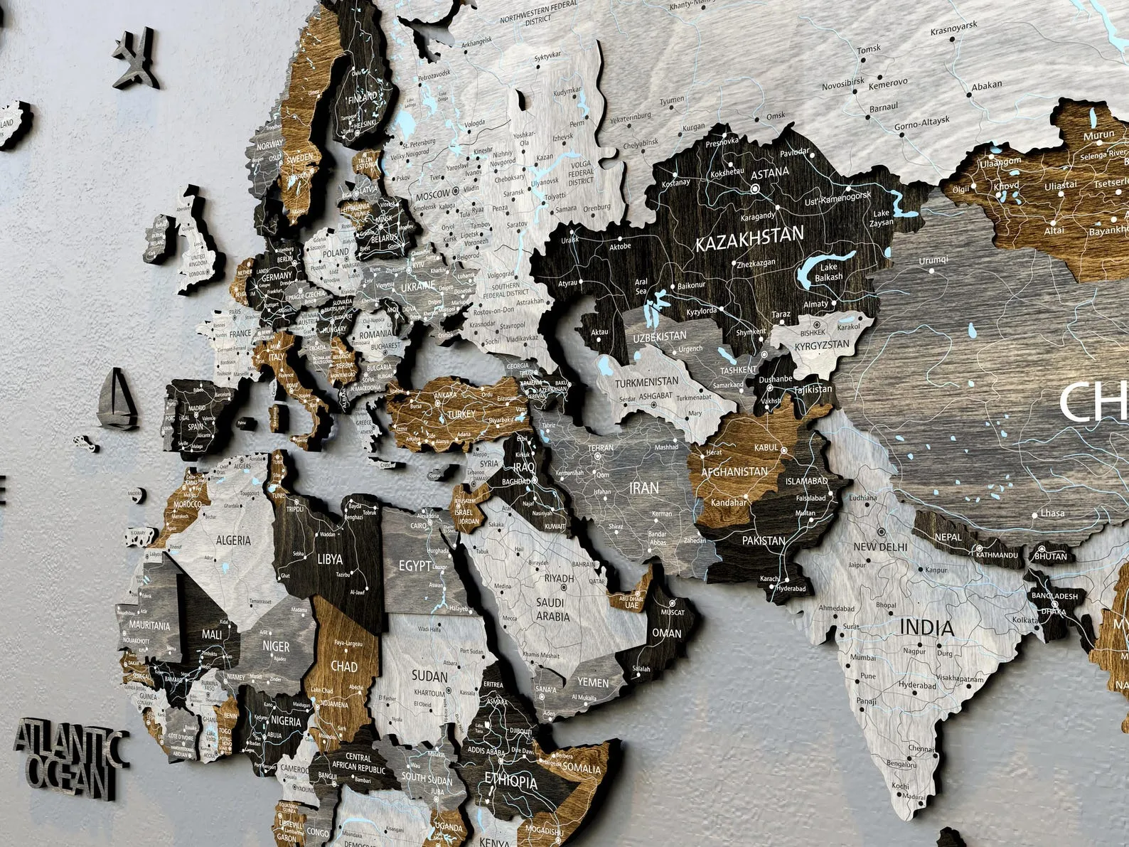 Engraved Wooden World Map Wall Art For Couples And Housewarming - Image 4