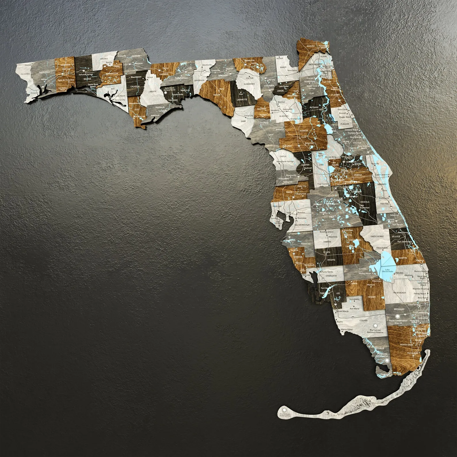 Florida State Wooden Wall Map Art For Modern Loft Interiors - Image 2