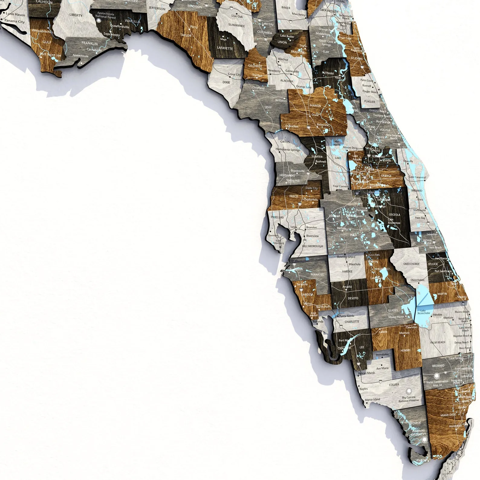 Florida State Wooden Wall Map Art For Modern Loft Interiors - Image 3