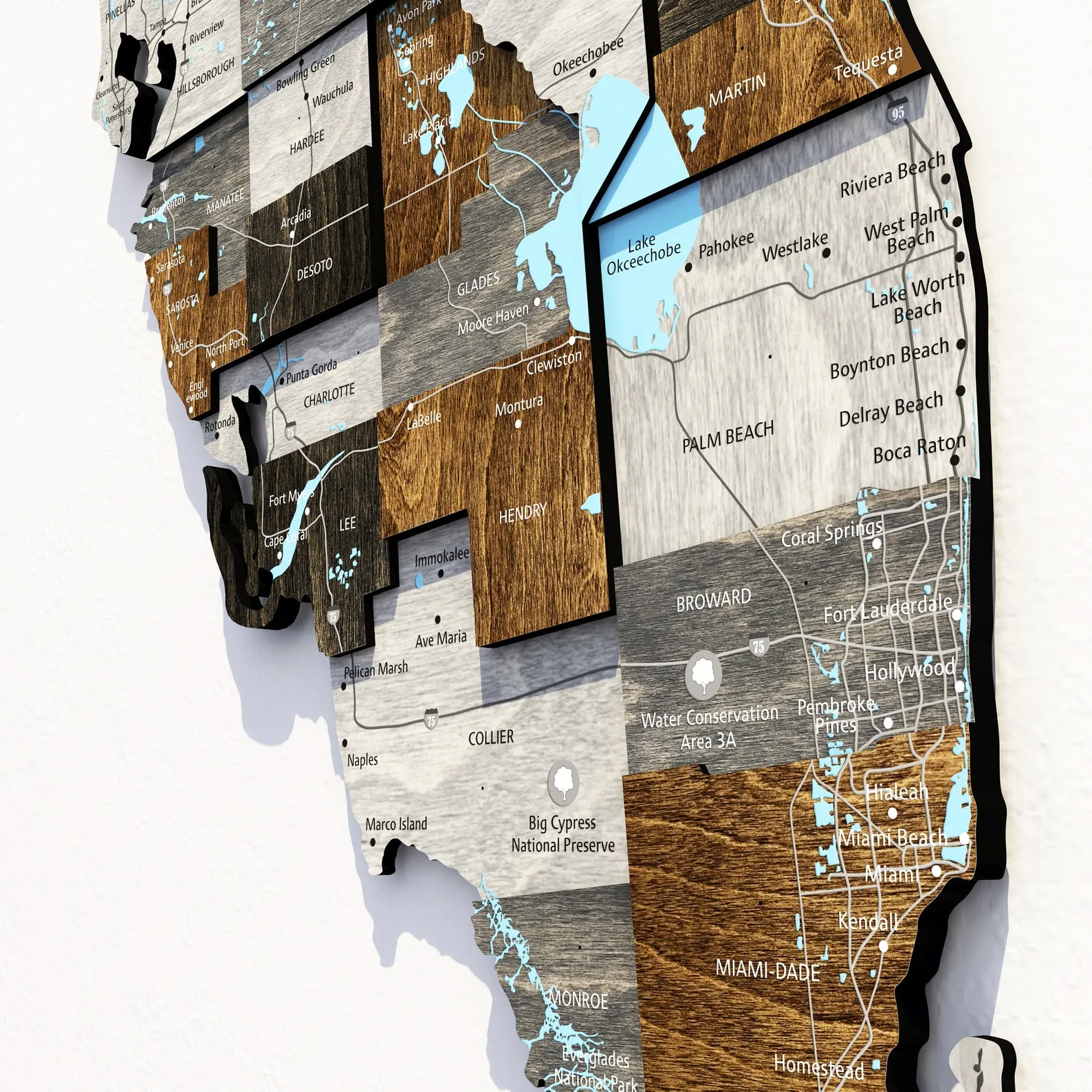 Florida State Wooden Wall Map Art For Modern Loft Interiors - Image 4