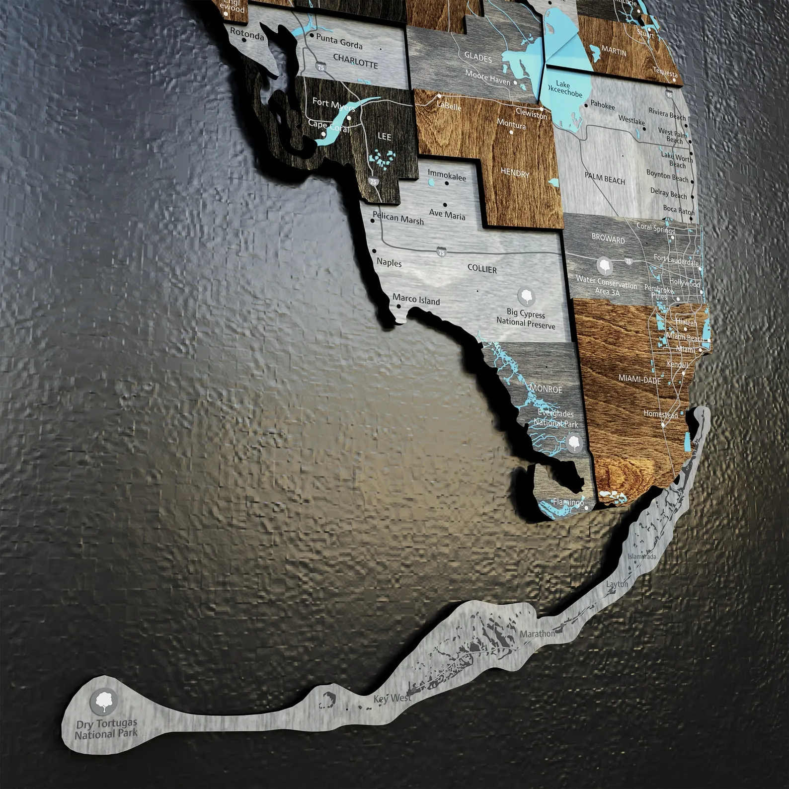 Florida State Wooden Wall Map Art For Modern Loft Interiors - Image 6