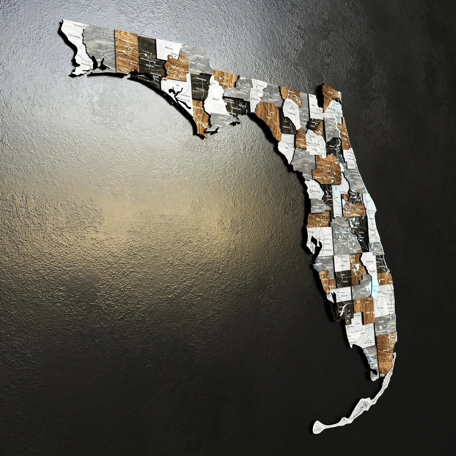 Florida State Wooden Wall Map Art For Modern Loft Interiors - Image 7