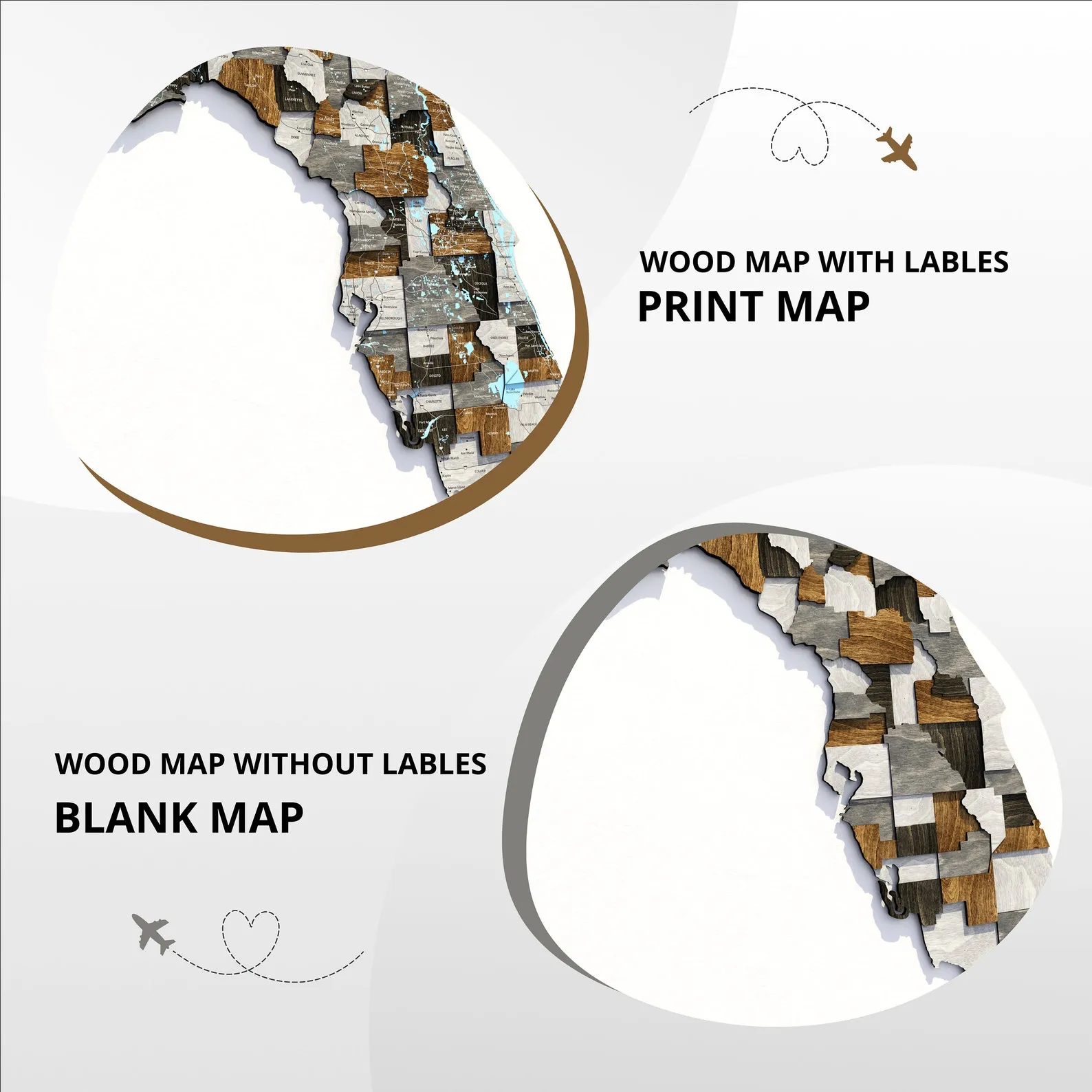 Florida State Wooden Wall Map Art For Modern Loft Interiors - Image 9