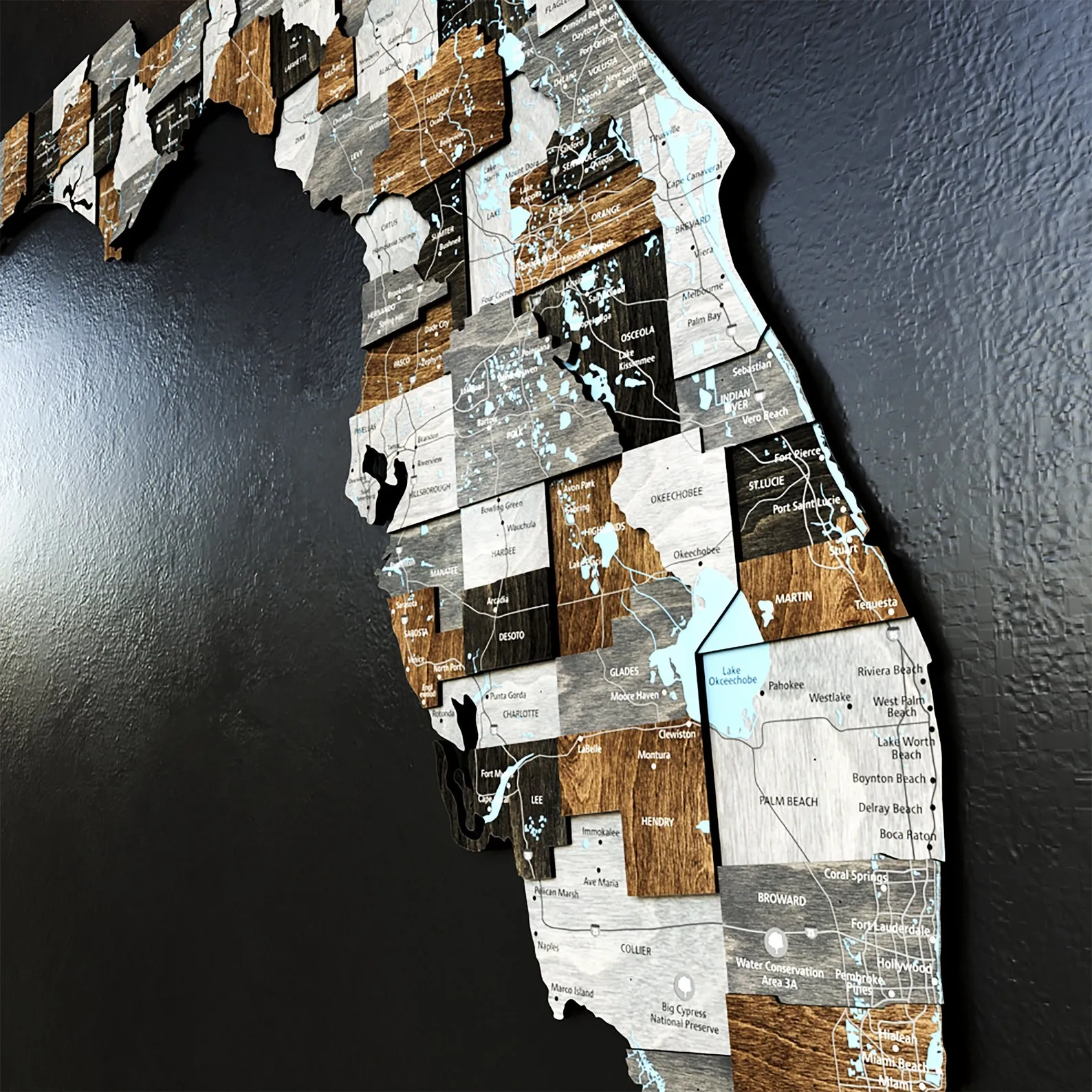 Florida State Wooden Push Pin Map Wall Hanging For Home Office - Image 3