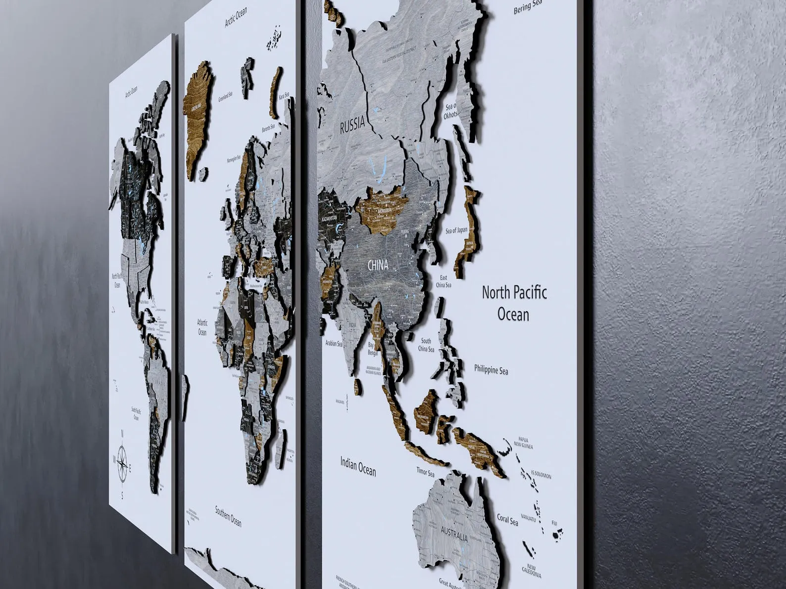 Handcrafted Layered Wooden World Map Push Pin Travel Wall Decor - Image 5