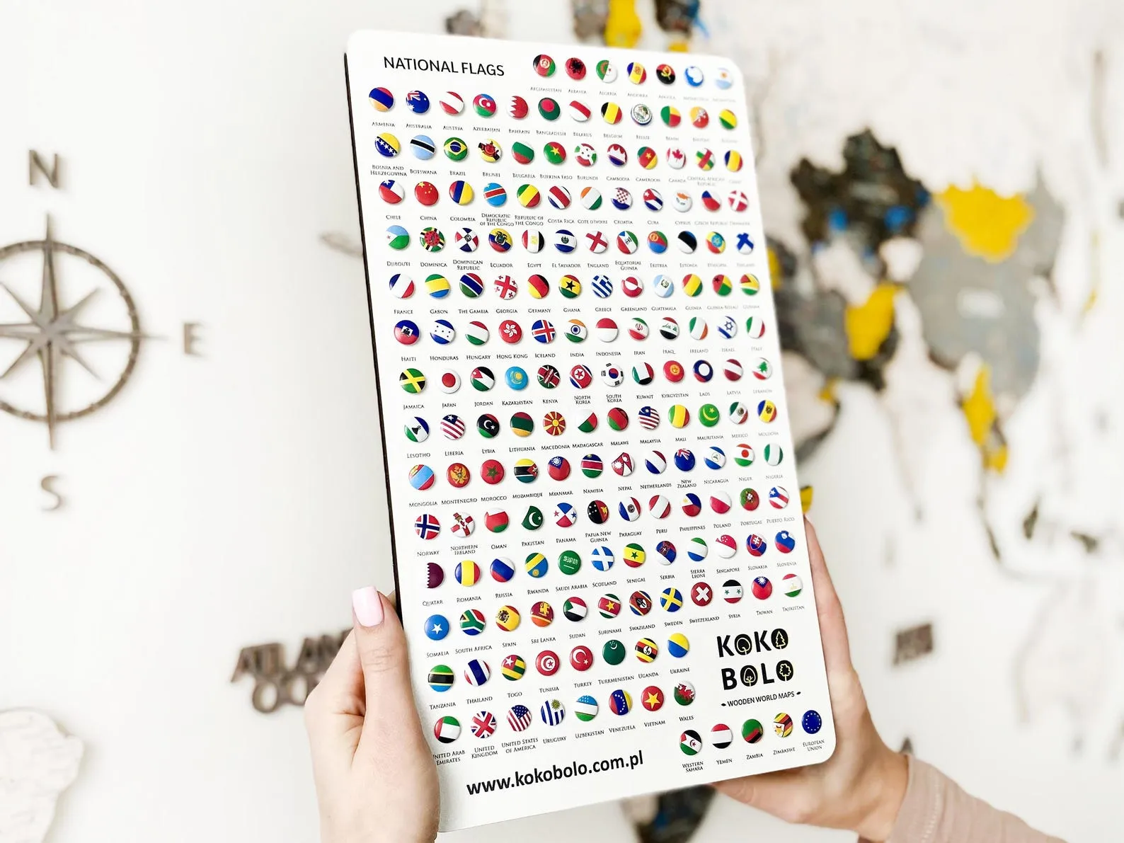 Handcrafted Layered Wooden World Map Push Pin Travel Wall Decor - Image 9