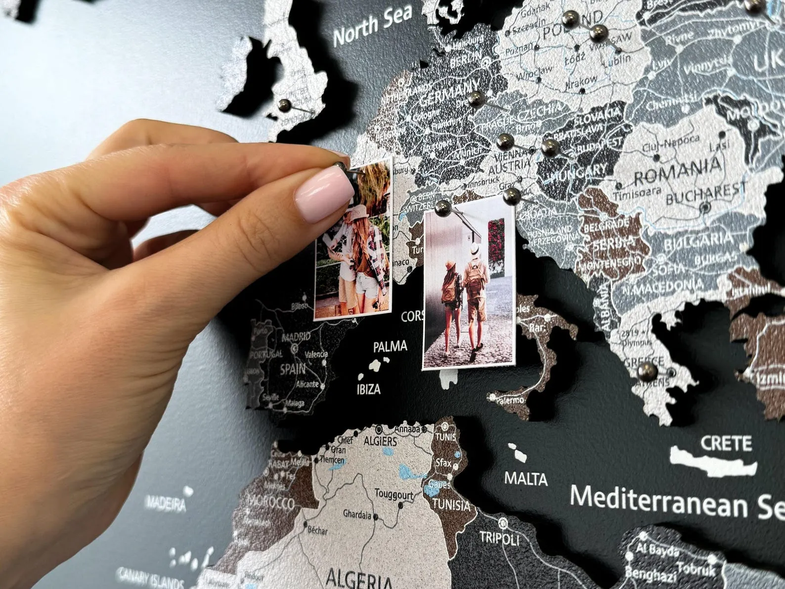 Cork Wall World Map Travel Tracking Board For Couples