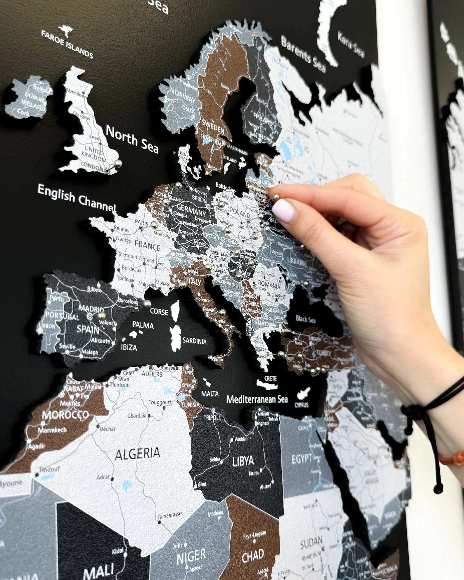 Large Cork World Map Wall Panel For Marking Past And Future Journeys - Image 2