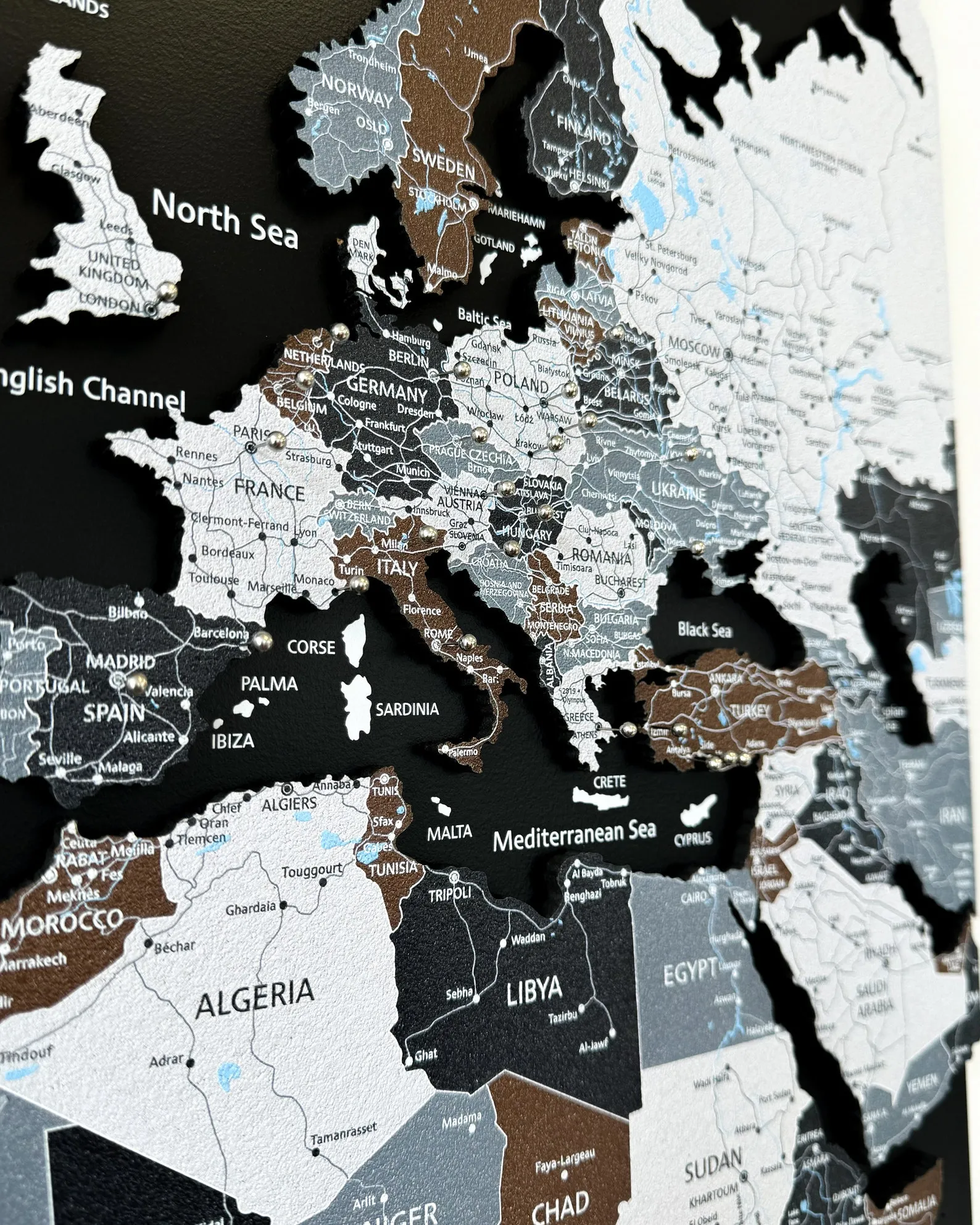Large Cork World Map Wall Panel For Marking Past And Future Journeys - Image 4