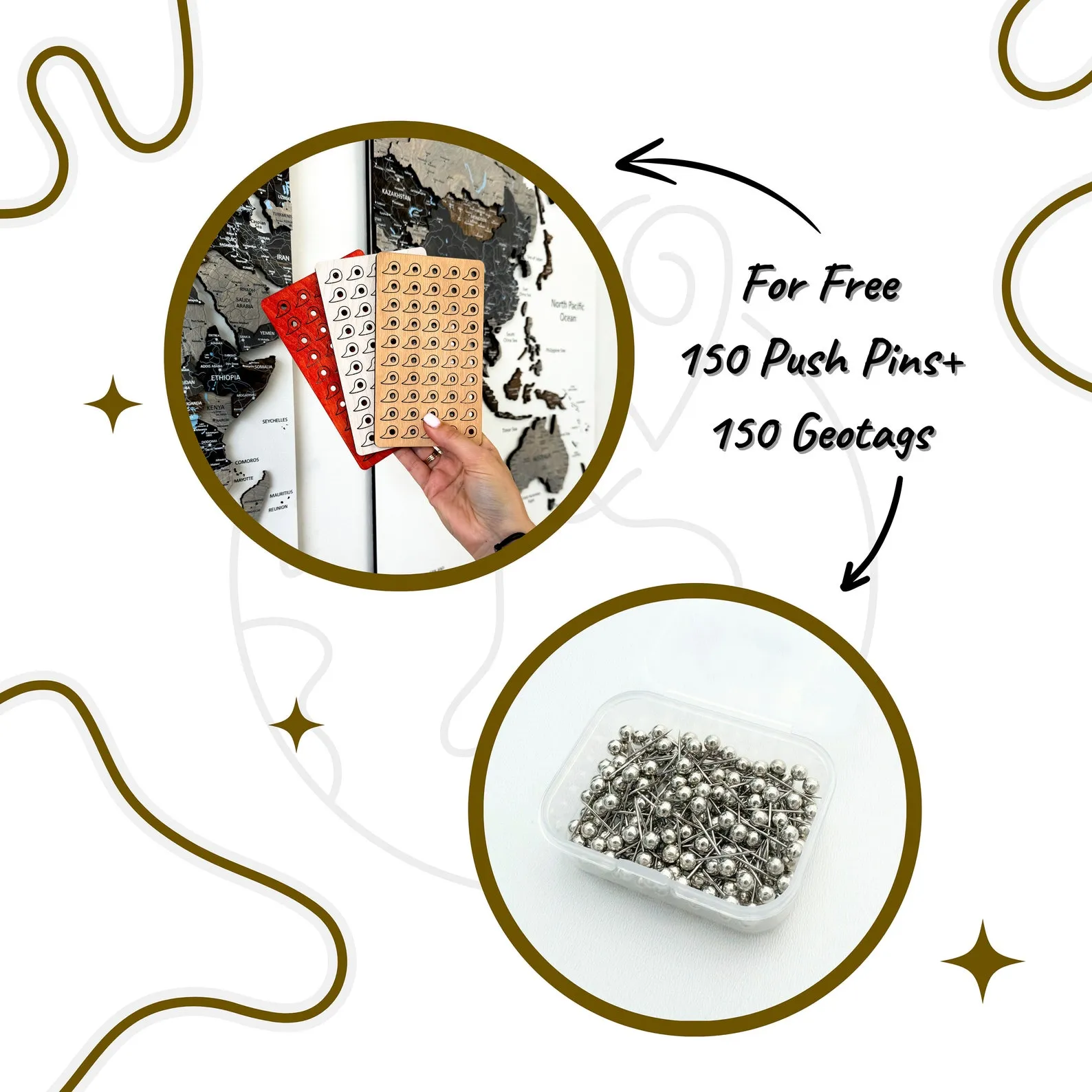 Large Cork World Map Wall Panel For Marking Past And Future Journeys - Image 6