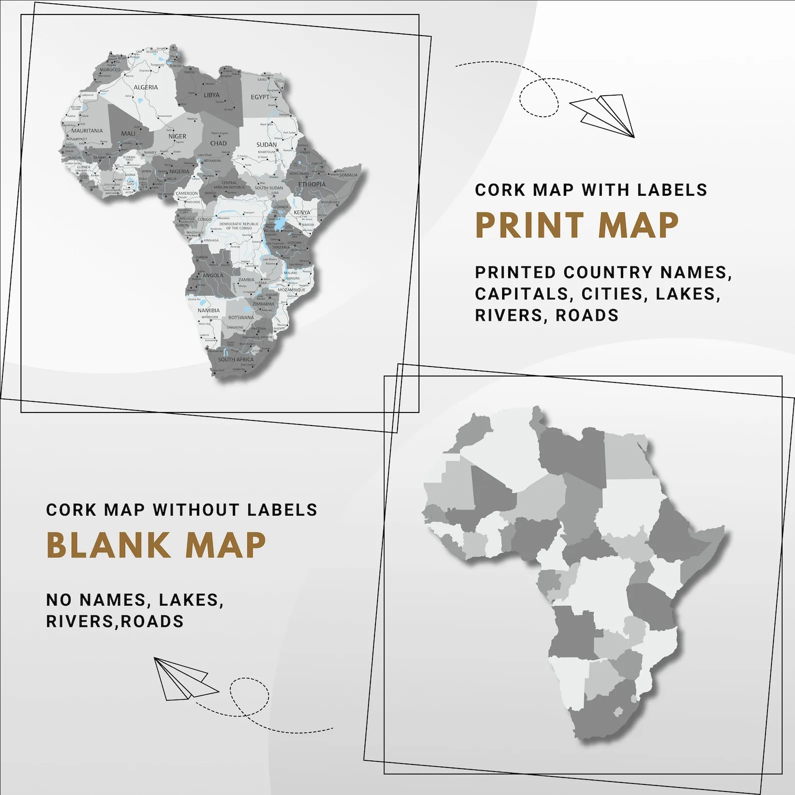 Large Cork World Map Wall Panel For Marking Past And Future Journeys - Image 9